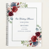 Botanische Floral Burgundy Greenery-script bruilof Planner (Voorkant)
