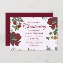 Botanische Floral Christening Baptism Invite Kaart
