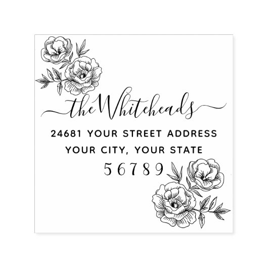 Botanische Floral Cluster Address Zelfinktende Stempel (Design)