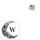 Botanische Floral Crescent Moon Custom Monogram Rubberstempel (Gestempeld)