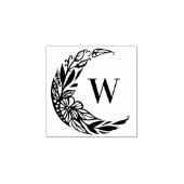 Botanische Floral Crescent Moon Custom Monogram Rubberstempel (Afrduk)