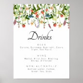 Botanische Floral Drink Menu Poster (Voorkant)