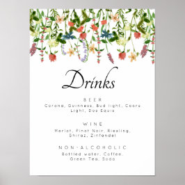 Botanische Floral Drink Menu Poster