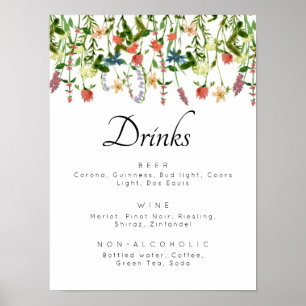 Botanische Floral Drink Menu Poster