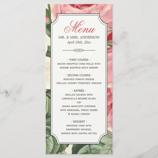Botanische Floral Elegant Wedding Menu (Voorkant)
