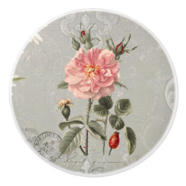 Botanische Floral  Franse Blush roze rozen  Keramische Knop
