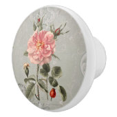 Botanische Floral  Franse Blush roze rozen  Keramische Knop (Rechts)