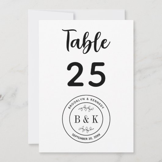 Botanische Floral Fun Monogram Weddenafel (Achterkant)