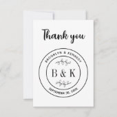 Botanische Floral Fun Monogram Weddenschap Paars N Bedankkaart (Voorkant)