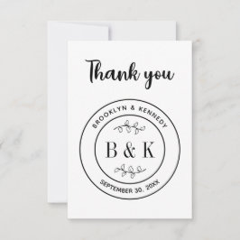 Botanische Floral Fun Monogram Weddenschap Paars N Bedankkaart