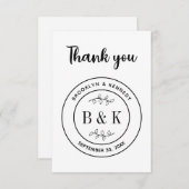 Botanische Floral Fun Monogram Weddenschap Paars N Bedankkaart (Voorkant / Achterkant)