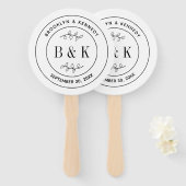 Botanische Floral Fun Monogram Weddenschap Paars N Handwaaier (Voorkant en achterkant)