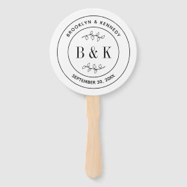 Botanische Floral Fun Monogram Weddenschap Paars N Handwaaier