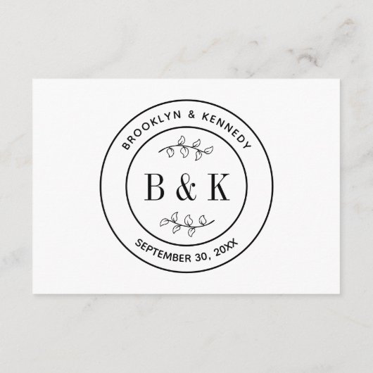 Botanische Floral Fun Monogram Weddenschap Paars N Informatiekaartje (Achterkant)