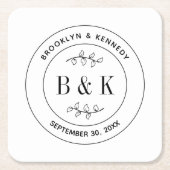 Botanische Floral Fun Monogram Weddenschap Paars N Kartonnen Onderzetters (Voorkant)