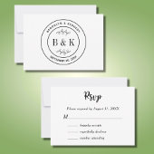 Botanische Floral Fun Monogram Weddenschap Paars N RSVP Kaartje