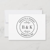 Botanische Floral Fun Monogram Weddenschap Paars N RSVP Kaartje (Achterkant)