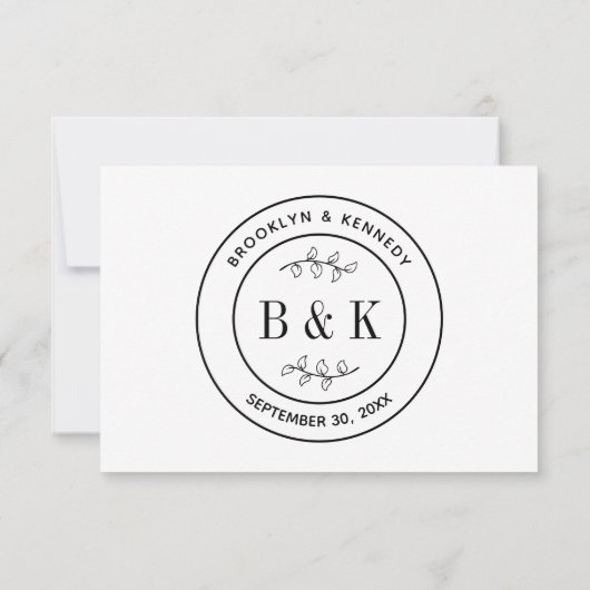 Botanische Floral Fun Monogram Weddenschap Paars N RSVP Kaartje (Achterkant)