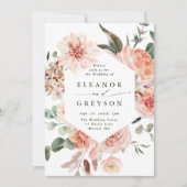 Botanische Floral Garden Blush Hexagon Wedding Kaart (Voorkant)