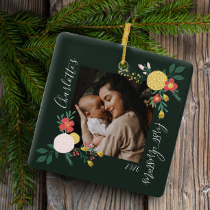 Botanische Floral Garden Elegant Foto Lijst Green Keramisch Ornament