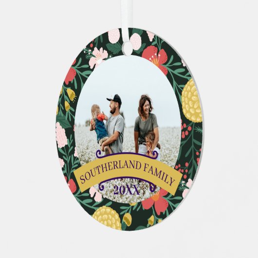 Botanische Floral Garden Elegant Foto Lijst Green Metalen Ornament (Voorkant links)