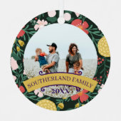 Botanische Floral Garden Elegant Foto Lijst Green Metalen Ornament (Voorkant)