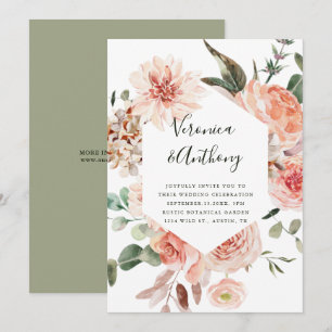 Botanische Floral Garden Elegant Hexagon Wedding Kaart