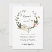 Botanische Floral Garden Elegant Wreath Wedding Kaart (Voorkant)