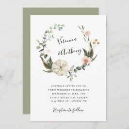 Botanische Floral Garden Elegant Wreath Wedding Kaart