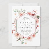 Botanische Floral Garden Hexagon Weddenschap Blush Kaart (Voorkant)