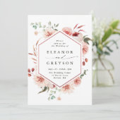 Botanische Floral Garden Hexagon Weddenschap Blush Kaart (Staand voorkant)