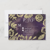 Botanische Floral Garden Roos Gold Paars bruiloft Kaart (Voorkant)