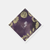 Botanische Floral Garden Roos Gold Paars bruiloft Servet (Hoek)