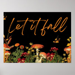 Botanische Floral Herfst Citaat Paddenstoelen Zwar Poster