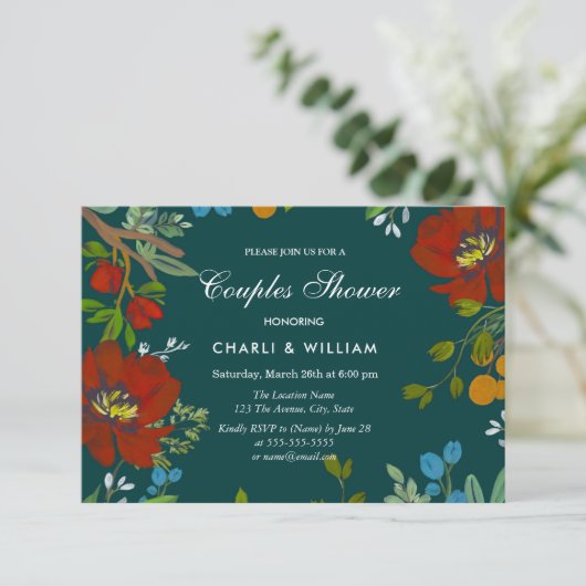 Botanische Floral Herfst Spring Couples Shower Kaart (Staand voorkant)