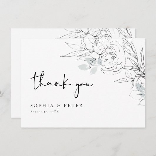 Botanische Floral Illustratie Hartelijk dank Bedankkaart (Voorkant / Achterkant)