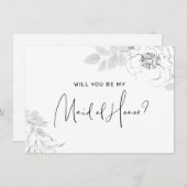 Botanische Floral Illustration Maid of Honor Card Bedankkaart (Voorkant / Achterkant)