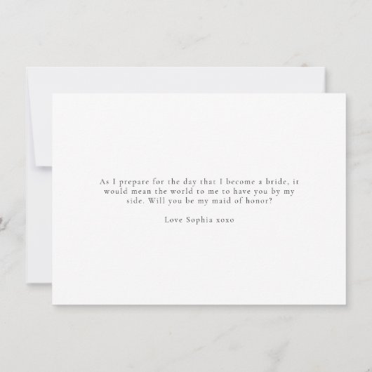 Botanische Floral Illustration Maid of Honor Card Bedankkaart (Achterkant)