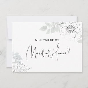 Botanische Floral Illustration Maid of Honor Card Bedankkaart
