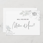 Botanische Floral Illustration Matron of Honor Car Bedankkaart (Voorkant / Achterkant)