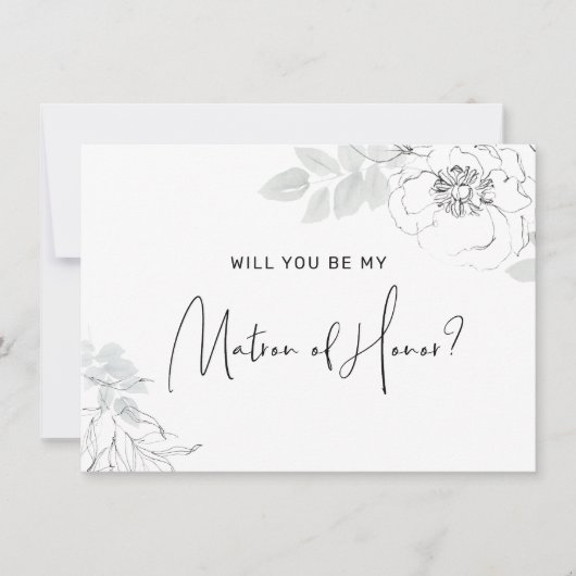 Botanische Floral Illustration Matron of Honor Car Bedankkaart (Voorkant)