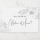 Botanische Floral Illustration Matron of Honor Sparkling Wijnetiket (Enkel label)