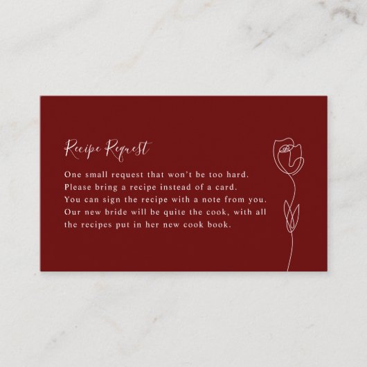 Botanische Floral Illustration Recipe Request Card Visitekaartje (Voorkant)
