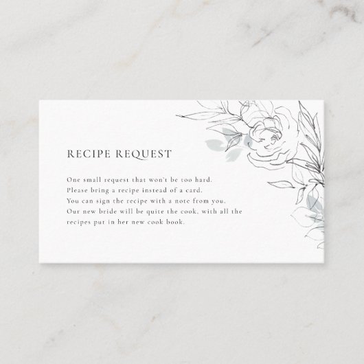 Botanische Floral Illustration Recipe Request Card Visitekaartje (Voorkant)