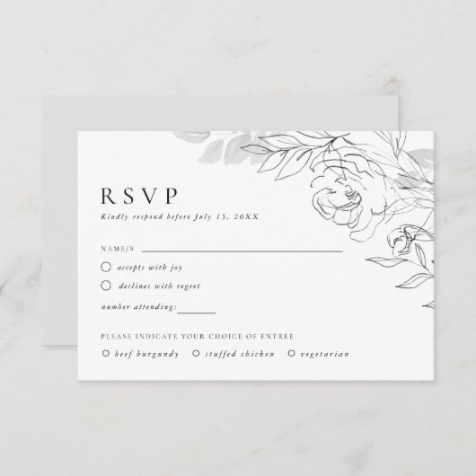Botanische Floral Illustration RSVP Card Informatiekaartje (Voorkant / Achterkant)