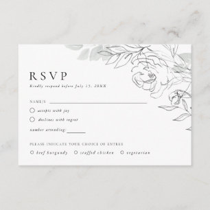 Botanische Floral Illustration RSVP Card Informatiekaartje