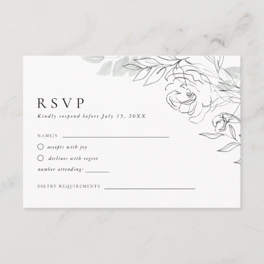 Botanische Floral Illustration RSVP Card Informatiekaartje (Voorkant)