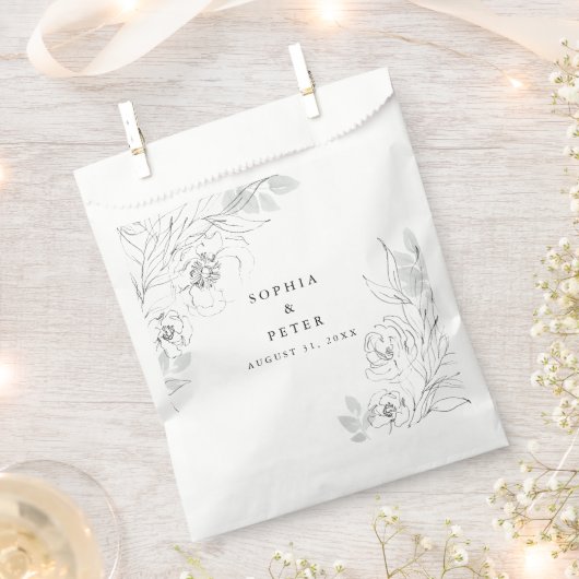 Botanische Floral Illustration Wedding Favor Bag Bedankzakje (Geknipt)