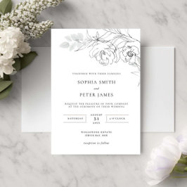 Botanische Floral Illustration Wedding Invitation Kaart