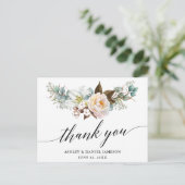 Botanische Floral kalligrafie Weddenschap Bedankt Briefkaart (Staand voorkant)